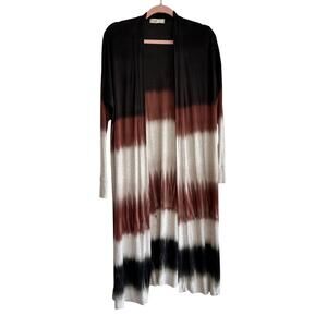 River + Sky Soft Open Long Duster Black Rust Oatmeal Womens M Cowgirl Boho